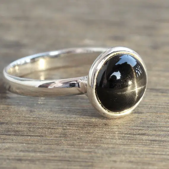 Black Star Diopside Sterling Silver Ring, Midi Ring, Gift For Her, Midi Rings, Anniversary Gift, Free Shipping, Natural Star Diopside Stone