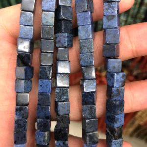 Dumortierite Stone Beads, Natural Gemstone Beads, Blue Cube Beads, Loose Spacer Beads 4mm 6mm 15'' | Natural genuine other-shape Dumortierite beads for beading and jewelry making.  #jewelry #beads #beadedjewelry #diyjewelry #jewelrymaking #beadstore #beading #affiliate #ad