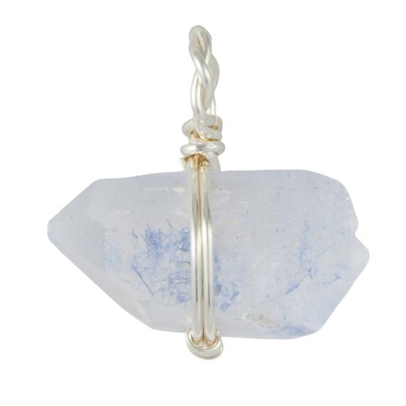 Raw Dumortierite Quartz Pendant - Sterling Silver Wire Wrapped Pendant - Rough Dumortierite Quartz Crystal Necklace - Handmade Jewelry - 119