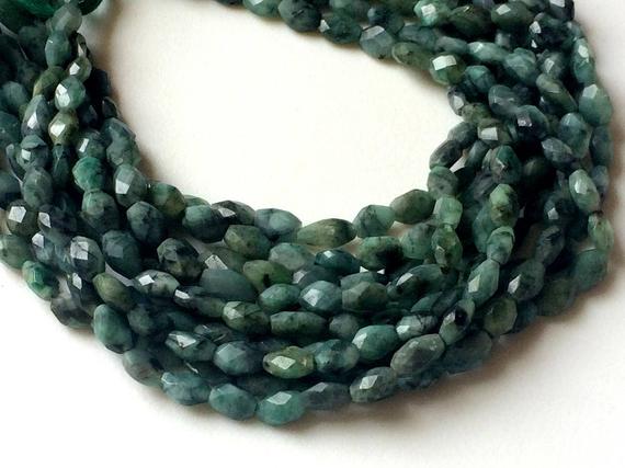 9-10mm Emerald Faceted Oval Beads, Natural Emerald Oval Nuggets, 13 Inch Emerald For Necklace, Emerald Beads (1st To 5st Options) - Apa40