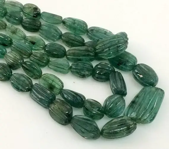 3x4mm - 7x9mm Emerald Hand Carving Beads, Original Green Emerald, Emerald For Necklace, 5 Pieces Emerald - Pgpa123