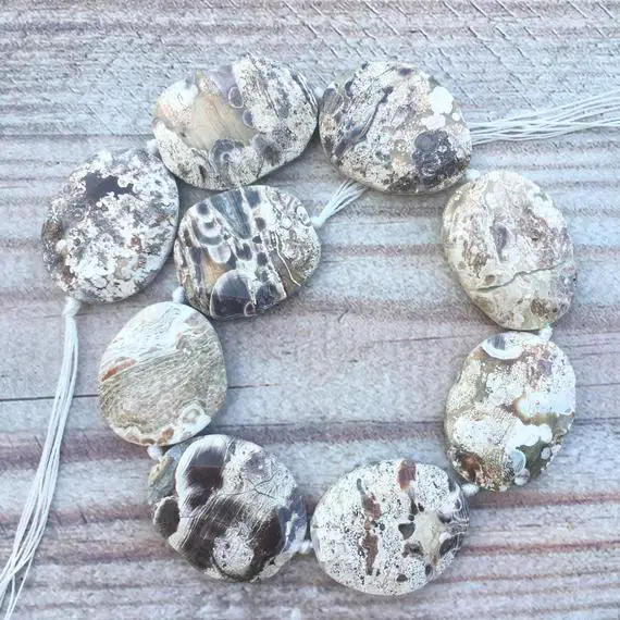 Faceted Ocean Jasper Slice Oval Beads ,sea Sediment Jasper Nugget Slab Pendant Beads ,cabochon Gems Pendant Necklace Jewelry Crafts .