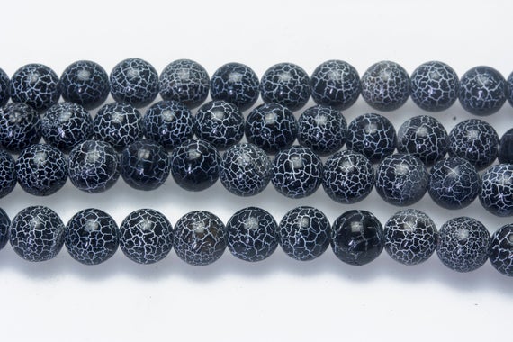 Black Fire Agate Beads - Smooth Round Gemstone - Beading Supplies - Jewelry Stone Beads 6mm 8mm 10mm - Natural Stone Beads - Craft Bads