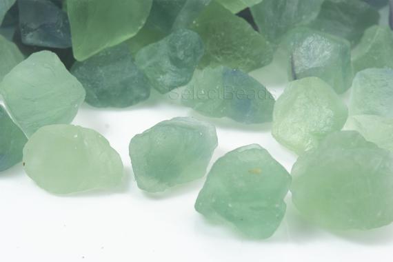 Raw Green Fluorite Nuggets - No Hole Natural Fluorite - Uncut Fluorite Stone Beads - Undrilled Stone Beads - Free Form Loose Stone -10 Pcs