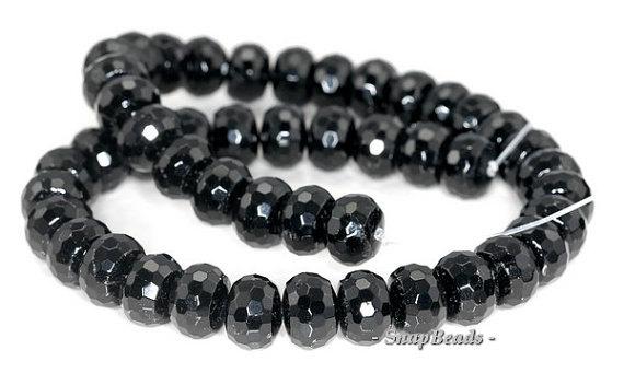 11x8mm Black Tourmaline Gemstone Faceted Rondelle Loose Beads 7.5 Inch Half Strand Lot 1,2,6 And 12 (90191392-b9-516)