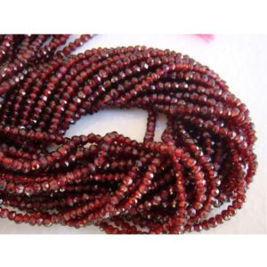 Shop Garnet Necklaces! 3mm Mozambique Garnet Faceted Rondelles, Tiny Beads, Natural Garnet For Necklace, 13In Loose Garnet Beads,  (1Strand To 5 Strands Options) | Natural genuine Garnet necklaces. Buy crystal jewelry, handmade handcrafted artisan jewelry for women.  Unique handmade gift ideas. #jewelry #beadednecklaces #beadedjewelry #gift #shopping #handmadejewelry #fashion #style #product #necklaces #affiliate #ad