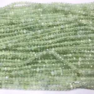Shop Prehnite Rondelle Beads! Genuine Faceted Prehnite 3mm / 4mm Rondelle Cut Natural Loose Green Gemstone Grade A Beads 15 inch Jewelry Bracelet Necklace Material Supply | Natural genuine rondelle Prehnite beads for beading and jewelry making.  #jewelry #beads #beadedjewelry #diyjewelry #jewelrymaking #beadstore #beading #affiliate #ad