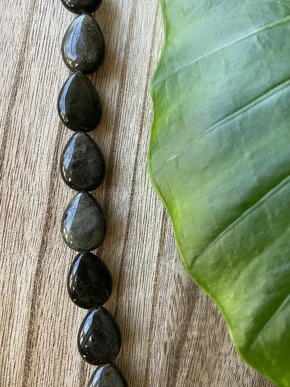 Gold Sheen Obsidian Bead Strand, 20mm, Tear Drop, Gemstone Beads
