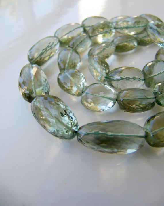 Green Amethyst Nuggets • Aaa Micro Faceted • 13-20mm • 8 Inches 20cm • Natural Prasiolite