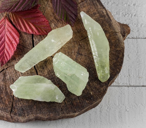 Green Calcite, Raw Crystals, Point Or Chunk - Metaphysical, Home Decor, Raw Crystals And Stones, E0517