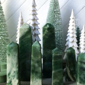 Green Jade Tower, Nephrite jade, Jade tower, Jade obelisk, Green Healing Stones, Green and White Jade, Metaphysical Gift, Zen Decor | Natural genuine stones & crystals in various shapes & sizes. Buy raw cut, tumbled, or polished gemstones for making jewelry or crystal healing energy vibration raising reiki stones. #crystals #gemstones #crystalhealing #crystalsandgemstones #energyhealing #affiliate #ad