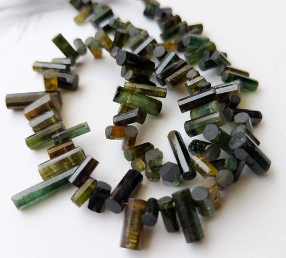5-12mm Rare Green Tourmaline Faceted Pipe Bead, Natural Green Tourmaline Designer Fancy Sticks, Green Tourmaline For Jewelry (5.5in To 11in)