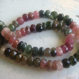 Shop Green Tourmaline Beads! 8mm Multi Tourmaline Faceted Rondelles, Multi Tourmaline Beads, Pink And Green Tourmaline For Jewelry (7IN To 14IN Options) – GFJMTR1 | Natural genuine faceted Green Tourmaline beads for beading and jewelry making.  #jewelry #beads #beadedjewelry #diyjewelry #jewelrymaking #beadstore #beading #affiliate #ad