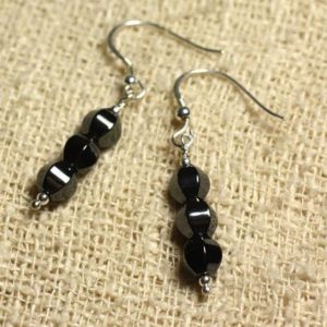 Shop Hematite Earrings! Boucles d'Oreilles Argent 925 – Hématite Facettée 6mm | Natural genuine Hematite earrings. Buy crystal jewelry, handmade handcrafted artisan jewelry for women.  Unique handmade gift ideas. #jewelry #beadedearrings #beadedjewelry #gift #shopping #handmadejewelry #fashion #style #product #earrings #affiliate #ad