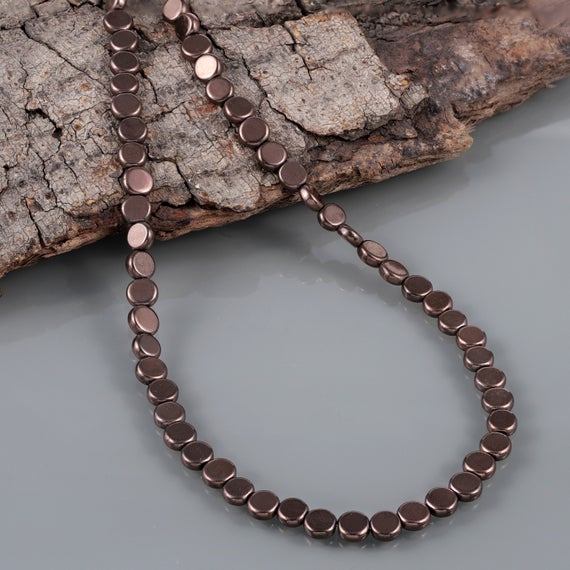 Brown Hematite Necklace Smooth Coins Shape Necklace Handmade Jewelry Brown Beads Necklace May Birthstone Natural Brown Hematite Gift For Her