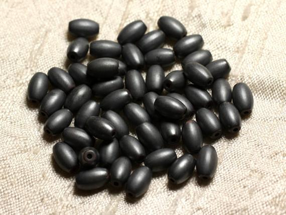 Fil 39cm 46pc Env - Perles De Pierre - Hématite Mat Olives 8x5mm