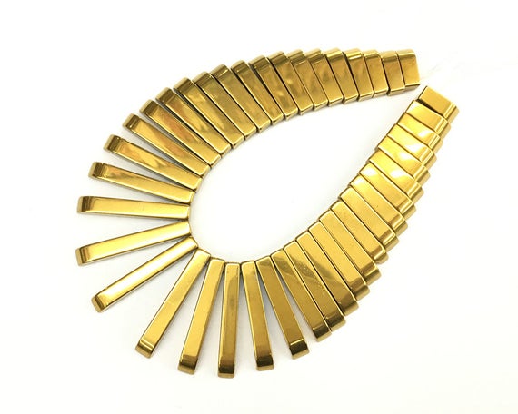 Gold Hematite Pendant Beads, Natural Gemstone Beads, Stone Beads, Stick Pendant Beads 11-30mm