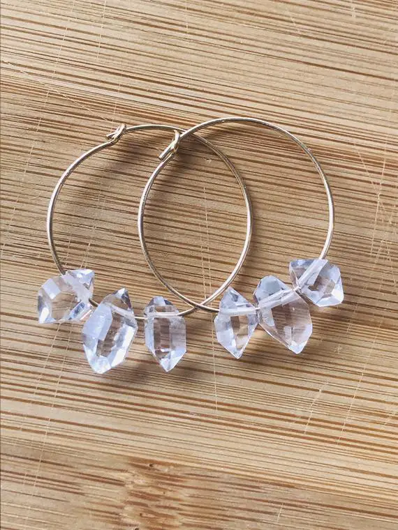 Herkimer Diamond Earrings - April Birthstone Earrings Diamond Jewelry - 14 K Gold Fill Earrings - Gift For Her