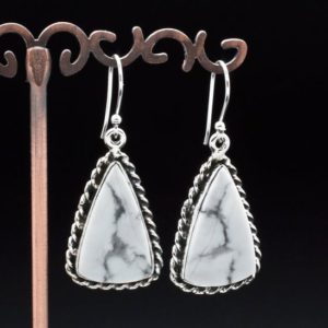Shop Howlite Earrings! Sterling Silver Howlite Earrings | Natural genuine Howlite earrings. Buy crystal jewelry, handmade handcrafted artisan jewelry for women.  Unique handmade gift ideas. #jewelry #beadedearrings #beadedjewelry #gift #shopping #handmadejewelry #fashion #style #product #earrings #affiliate #ad
