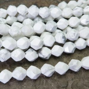 Shop Howlite Faceted Beads! grey and white howlite white diamond shape beads – natural white gemstone beads – faceted jewelry beads supplies -6mm 8mm 10mm beads -15inch | Natural genuine faceted Howlite beads for beading and jewelry making.  #jewelry #beads #beadedjewelry #diyjewelry #jewelrymaking #beadstore #beading #affiliate #ad