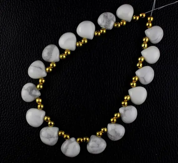 1 Strand Howlite Briolette Beads,14-16mm Beads,gemstone Heart Shape,howlite,white Color,briolette Beads,11" Long Strand,smooth,wholesale