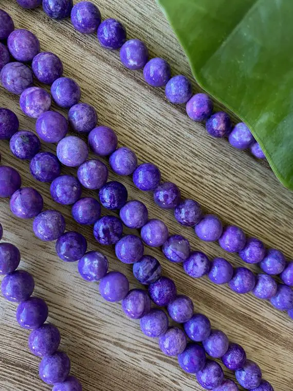 Purple Howlite Bead Strand, Gemstone Beads
