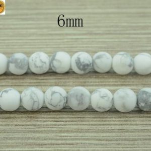Shop Howlite Round Beads! Howlite, 15 Inch Full Strand Natural White Howlite Matte Round Beads 6mm 8mm 10mm 12mm For Choice | Natural genuine round Howlite beads for beading and jewelry making.  #jewelry #beads #beadedjewelry #diyjewelry #jewelrymaking #beadstore #beading #affiliate #ad
