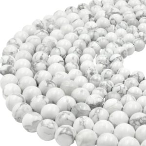 Shop Howlite Round Beads! Large Hole White Howlite Beads | Gray White Howlite Smooth Round Shaped Beads with 2mm Holes | 7.5" Strand | 8mm 10mm Available | Natural genuine round Howlite beads for beading and jewelry making.  #jewelry #beads #beadedjewelry #diyjewelry #jewelrymaking #beadstore #beading #affiliate #ad