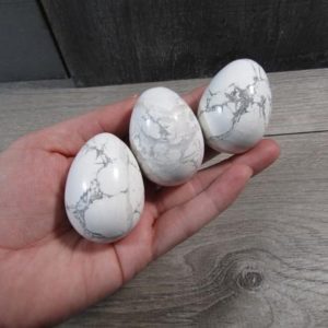 Howlite Egg 48 x 36 M58 | Natural genuine stones & crystals in various shapes & sizes. Buy raw cut, tumbled, or polished gemstones for making jewelry or crystal healing energy vibration raising reiki stones. #crystals #gemstones #crystalhealing #crystalsandgemstones #energyhealing #affiliate #ad
