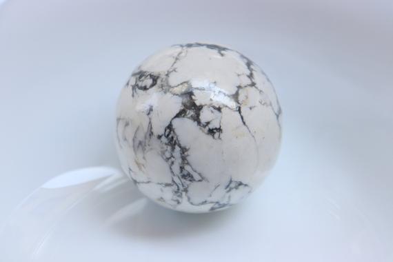 Natural Howlite Sphere, White Howlite Stone, Sphere Stone, Healing Crystal, Healing Stone, Healing Calming Reiki Howlite Sphere,