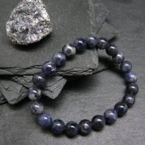 Shop Iolite Jewelry! Iolite Cordierite Genuine Bracelet ~ 7 Inches  ~ 8mm Round Beads | Natural genuine Iolite jewelry. Buy crystal jewelry, handmade handcrafted artisan jewelry for women.  Unique handmade gift ideas. #jewelry #beadedjewelry #beadedjewelry #gift #shopping #handmadejewelry #fashion #style #product #jewelry #affiliate #ad