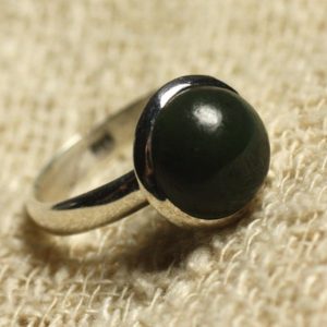 Shop Jade Rings! Bague Argent 925 Jade Canada Nephrite Rond 10mm Taille Réglable | Natural genuine Jade rings, simple unique handcrafted gemstone rings. #rings #jewelry #shopping #gift #handmade #fashion #style #affiliate #ad