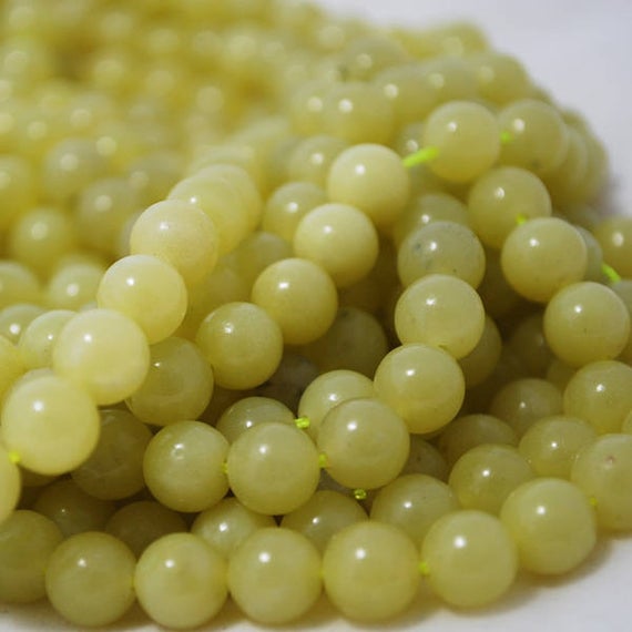 Olive Jade Round Beads - 4mm, 6mm, 8mm, 10mm Sizes - 15" Strand - Natural Semi-precious Gemstone