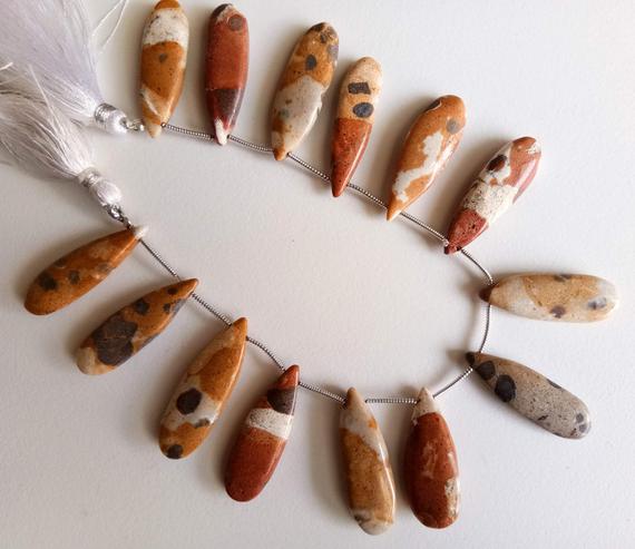 28-30mm Camel Jasper Plain Long Pear Beads, Natural Shaded Camel Jasper Pear Beads, Camel Jasper For Jewelry (4in To 8in Options) - Adg275