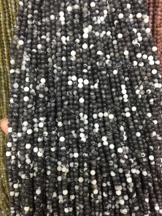 2mm 3mm Zebra Jasper Beads - Black And White Gemstone Beads - Natural Jasper Beads - Beading Supplies - Jewelry Making Supplies