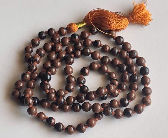 6.5mm Mahogany Jasper Gemstone Prayer Beads, 108 Mala Beads, Yoga Beads, Meditation Beads, Rosary Bead, Healing Beads, Japp Mala (1st To5st)