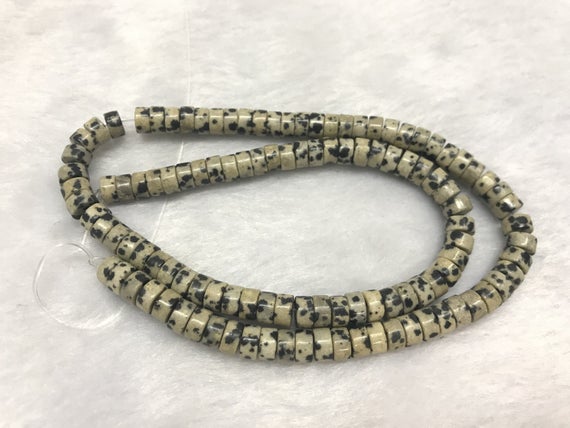 Natural Dalmatian Jasper 3x6mm Heishi Genuine Spotted Loose Beads 15 Inch Jewelry Supply Bracelet Necklace Material Support Wholesale