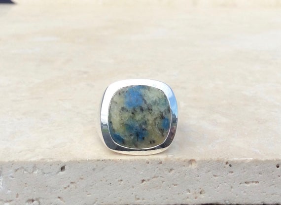 Fathers Day Gift, Mens Silver Ring With Stone, K2 Jasper Silver Ring, Large Gemstone Silver Ring, Gift For Dad Or Husband