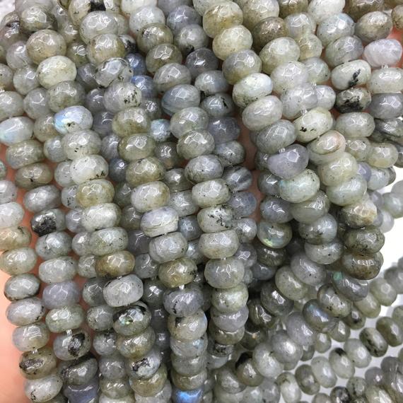 8x5mm Faceted Labradorite Rondelle Beads, Gemstone Beads, Wholesale Beads