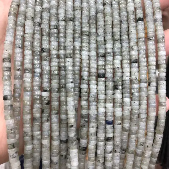 2x4mm Labradorite Stone Beads, Natural Gemstone Beads, Rondelle Spacer Beads, Wheel Beads 15''