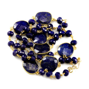 Shop Lapis Lazuli Necklaces! Lapis Lazuli Blue Necklace Natural Faceted Spaced Link  Beaded 14k Gold Fill and Plate 24 Inches Simple Design Bezel Set Chain Pyrite flecks | Natural genuine Lapis Lazuli necklaces. Buy crystal jewelry, handmade handcrafted artisan jewelry for women.  Unique handmade gift ideas. #jewelry #beadednecklaces #beadedjewelry #gift #shopping #handmadejewelry #fashion #style #product #necklaces #affiliate #ad