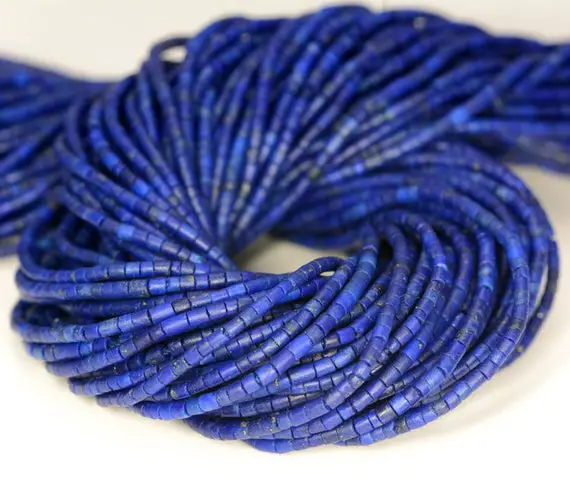 1.5x1mm Lapis Lazuli Gemstone Grade Aaa Blue Round Tube Heishi Loose Beads 15 Inch Full Strand (80005588-473)