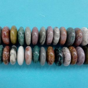 Shop Ocean Jasper Rondelle Beads! Large Natural Ocean Jasper Rondelle/Coin/Disc Beads Center Drilled – 16 Inch Strand | Natural genuine rondelle Ocean Jasper beads for beading and jewelry making.  #jewelry #beads #beadedjewelry #diyjewelry #jewelrymaking #beadstore #beading #affiliate #ad