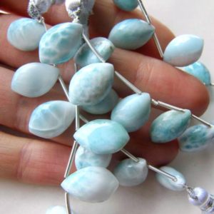 Larimar briolettes 9.5x15mm big AAA micro faceted natural dominican large focal pastel blue gemstone earrings beaded jewelry findings luxury | Natural genuine beads Array beads for beading and jewelry making.  #jewelry #beads #beadedjewelry #diyjewelry #jewelrymaking #beadstore #beading #affiliate #ad