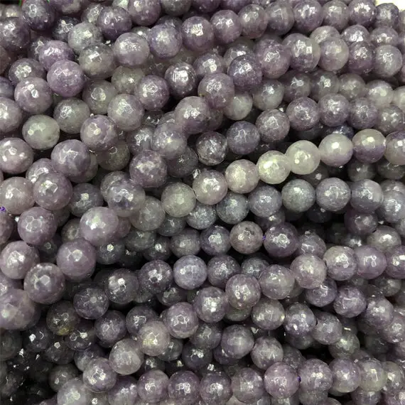 Lepidolite Faceted Round Beads8mm 10mm Beads,gemstone, Approx 15.5 Inch Strand