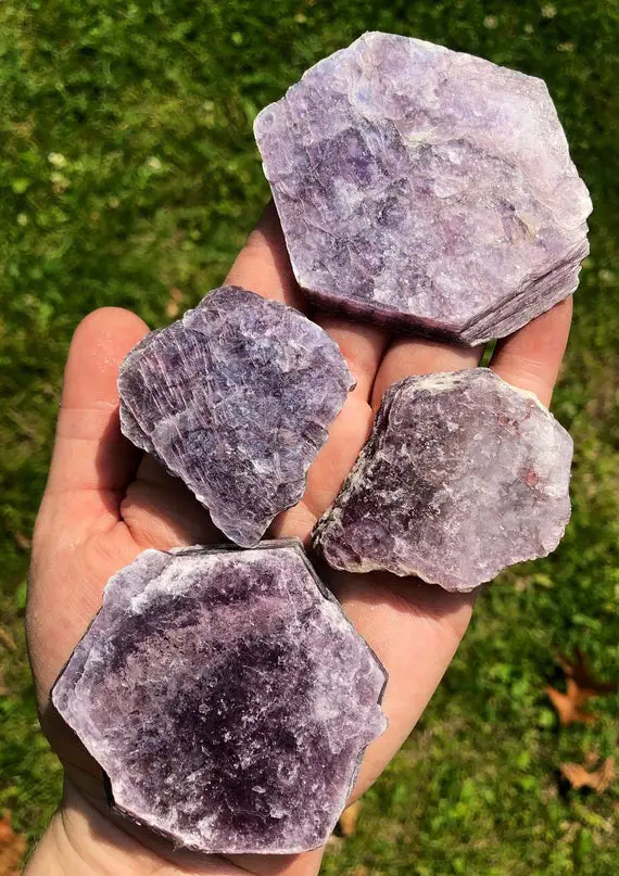 Raw Lepidolite Stone Flat Books (a Quality) - Rough Lepidolite Crystal Slab - Purple Mica Plate - Lepidolite Slice - Lepidolite Book