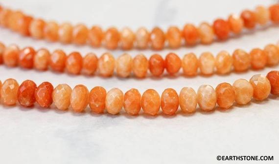 M/ Orange Calcite 10mm Faceted Rondelle Beads 15.5" Strand Natural Gemstone Beads For Jewelry Making