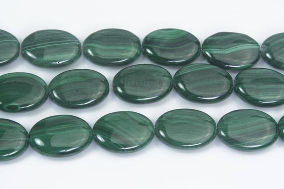 Malachite Green Stone - Natural Malachite Beads - Genuine Green Malachite Oval Beads - Malachite Jewelry Beads - Green Stone Beads - 8inch