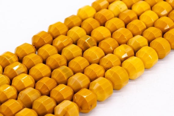 Genuine Natural Yellow Mookaite Loose Beads Faceted Bicone Barrel Drum Shape 8x7mm 10x9mm