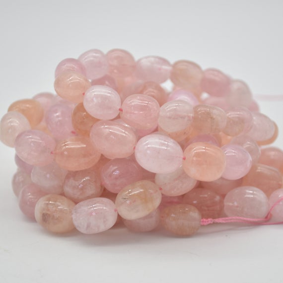 Pink Morganite  Gemstone Large Nugget Tumblestone Beads - 12mm - 16mm X 10mm - 12mm - 15" Strand